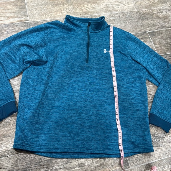UNDER ARMOUR Fleece Quarter Zip Sweatshirt Sz L Blue Topaz Sweater Athletic - Picture 5 of 9